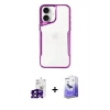 MARSİLYAN™- iPhone 16 Kılıf Akış Çizgi Koleksiyonu - Siyah Bilvis 5in1 5D Magic Hayalet Cam Ekran Koruyucu + Bilvis Titan Kamera Lens - SH