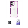 MARSİLYAN™- iPhone 16 Kılıf Akış Çizgi Koleksiyonu - Siyah Bilvis 5in1 5D Magic Hayalet Cam Ekran Koruyucu + PVD Metal Kamera Lens - MI
