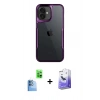 MARSİLYAN™- iPhone 16 Kılıf Akış Çizgi Koleksiyonu - Siyah Bilvis 5in1 5D Magic Hayalet Cam Ekran Koruyucu + Raze Metal Kamera Lens - LT