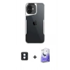 MARSİLYAN™- iPhone 16 Kılıf Akış Çizgi Koleksiyonu - Siyah Bilvis 5in1 5D Magic Hayalet Cam Ekran Koruyucu + PVD Metal Kamera Lens - MI