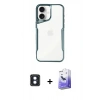 MARSİLYAN™- iPhone 16 Kılıf Akış Çizgi Koleksiyonu - Siyah Bilvis 5in1 5D Magic Hayalet Cam Ekran Koruyucu + PVD Metal Kamera Lens - MI