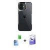 MARSİLYAN™- iPhone 16 Kılıf Akış Çizgi Koleksiyonu - Siyah Bilvis 5in1 5D Magic Hayalet Cam Ekran Koruyucu + Raze Metal Kamera Lens - LT