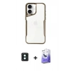 MARSİLYAN™- iPhone 16 Kılıf Akış Çizgi Koleksiyonu - Siyah Bilvis 5in1 5D Magic Hayalet Cam Ekran Koruyucu + PVD Metal Kamera Lens - YL