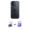 MARSİLYAN™- iPhone 16 Kılıf Akış Çizgi Koleksiyonu - Siyah Bilvis 5in1 5D Magic Hayalet Cam Ekran Koruyucu + Bilvis Titan Kamera Lens - PE