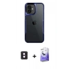 MARSİLYAN™- iPhone 16 Kılıf Akış Çizgi Koleksiyonu - Siyah Bilvis 5in1 5D Magic Hayalet Cam Ekran Koruyucu + PVD Metal Kamera Lens - PE
