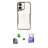MARSİLYAN™- iPhone 16 Kılıf Akış Çizgi Koleksiyonu - Siyah Bilvis 5in1 5D Magic Hayalet Cam Ekran Koruyucu + Raze Metal Kamera Lens - SH