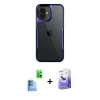 MARSİLYAN™- iPhone 16 Kılıf Akış Çizgi Koleksiyonu - Siyah Bilvis 5in1 5D Magic Hayalet Cam Ekran Koruyucu + Raze Metal Kamera Lens - LT