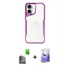 MARSİLYAN™- iPhone 16 Kılıf Akış Çizgi Koleksiyonu - Siyah Bilvis 5in1 5D Magic Hayalet Cam Ekran Koruyucu + Raze Metal Kamera Lens - SH
