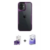 MARSİLYAN™- iPhone 16 Kılıf Akış Çizgi Koleksiyonu - Siyah Bilvis 5in1 5D Magic Hayalet Cam Ekran Koruyucu + Bilvis Titan Kamera Lens - SH