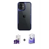 MARSİLYAN™- iPhone 16 Kılıf Akış Çizgi Koleksiyonu - Siyah Bilvis 5in1 5D Magic Hayalet Cam Ekran Koruyucu + Bilvis Titan Kamera Lens - SH