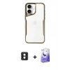 MARSİLYAN™- iPhone 16 Kılıf Akış Çizgi Koleksiyonu - Siyah Bilvis 5in1 5D Magic Hayalet Cam Ekran Koruyucu + PVD Metal Kamera Lens - MI