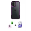 MARSİLYAN™- iPhone 16 Kılıf Akış Çizgi Koleksiyonu - Siyah Bilvis 5in1 5D Magic Hayalet Cam Ekran Koruyucu + Raze Metal Kamera Lens - PE