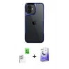 MARSİLYAN™- iPhone 16 Kılıf Akış Çizgi Koleksiyonu - Siyah Bilvis 5in1 5D Magic Hayalet Cam Ekran Koruyucu + Raze Metal Kamera Lens - BZ