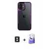 MARSİLYAN™- iPhone 16 Kılıf Akış Çizgi Koleksiyonu - Siyah Bilvis 5in1 5D Magic Hayalet Cam Ekran Koruyucu + PVD Metal Kamera Lens - PE