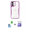 MARSİLYAN™- iPhone 16 Kılıf Akış Çizgi Koleksiyonu - Siyah Bilvis 5in1 5D Magic Hayalet Cam Ekran Koruyucu + Raze Metal Kamera Lens - LT