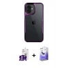 MARSİLYAN™- iPhone 16 Kılıf Akış Çizgi Koleksiyonu - Siyah Bilvis 5in1 5D Magic Hayalet Cam Ekran Koruyucu + Bilvis Titan Kamera Lens - PE