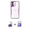 MARSİLYAN™- iPhone 16 Kılıf Akış Çizgi Koleksiyonu - Siyah Bilvis 5in1 5D Magic Hayalet Cam Ekran Koruyucu + Bilvis Titan Kamera Lens - PE