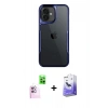 MARSİLYAN™- iPhone 16 Kılıf Akış Çizgi Koleksiyonu - Siyah Bilvis 5in1 5D Magic Hayalet Cam Ekran Koruyucu + Raze Metal Kamera Lens - PE
