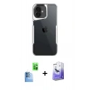 MARSİLYAN™- iPhone 16 Kılıf Akış Çizgi Koleksiyonu - Siyah Bilvis 5in1 5D Magic Hayalet Cam Ekran Koruyucu + Raze Metal Kamera Lens - LT
