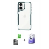 MARSİLYAN™- iPhone 16 Kılıf Akış Çizgi Koleksiyonu - Siyah Bilvis 5in1 5D Magic Hayalet Cam Ekran Koruyucu + Raze Metal Kamera Lens - SH