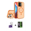 MARSİLYAN™- iPhone 16 Kılıf Akış Form - Şeffaf 360 Full Body Arka Koruyucu + Bilvis Titan Kamera Lens - GS
