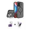 MARSİLYAN™- iPhone 16 Kılıf Akış Form - Şeffaf Pasifik Cam Ekran Koruyucu + Bilvis Titan Kamera Lens - GS