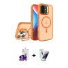 MARSİLYAN™- iPhone 16 Kılıf Akış Form - Şeffaf Pasifik Cam Ekran Koruyucu + Bilvis Titan Kamera Lens - GS
