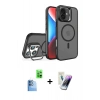 MARSİLYAN™- iPhone 16 Kılıf Akış Form - Şeffaf Pasifik Cam Ekran Koruyucu + Raze Metal Kamera Lens - LT