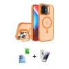 MARSİLYAN™- iPhone 16 Kılıf Akış Form - Şeffaf Pasifik Cam Ekran Koruyucu + Raze Metal Kamera Lens - LT
