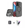 MARSİLYAN™- iPhone 16 Kılıf Akış Form - Şeffaf Pasifik Cam Ekran Koruyucu + PVD Metal Kamera Lens - MI