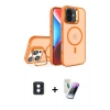 MARSİLYAN™- iPhone 16 Kılıf Akış Form - Şeffaf Pasifik Cam Ekran Koruyucu + PVD Metal Kamera Lens - MI