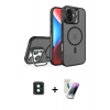 MARSİLYAN™- iPhone 16 Kılıf Akış Form - Şeffaf Pasifik Cam Ekran Koruyucu + PVD Metal Kamera Lens - YL