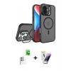 MARSİLYAN™- iPhone 16 Kılıf Akış Form - Şeffaf Pasifik Cam Ekran Koruyucu + Raze Metal Kamera Lens - BZ
