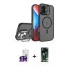 MARSİLYAN™- iPhone 16 Kılıf Akış Form - Siyah 360 Mat Full Body Arka Koruyucu + Bilvis Titan Kamera Lens - SH