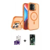 MARSİLYAN™- iPhone 16 Kılıf Akış Form - Siyah 360 Mat Full Body Arka Koruyucu + Bilvis Titan Kamera Lens - PE