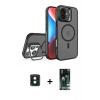 MARSİLYAN™- iPhone 16 Kılıf Akış Form - Siyah 360 Mat Full Body Arka Koruyucu + PVD Metal Kamera Lens - YL