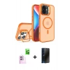 MARSİLYAN™- iPhone 16 Kılıf Akış Form - Siyah 3D Antistatik Hayalet Cam Ekran Koruyucu + Raze Metal Kamera Lens - PE
