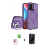 MARSİLYAN™- iPhone 16 Kılıf Akış Form - Siyah 3D Antistatik Hayalet Cam Ekran Koruyucu + Raze Metal Kamera Lens - PE