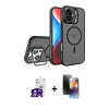 MARSİLYAN™- iPhone 16 Kılıf Akış Form - Siyah 3D Antistatik Mat Seramik Nano Ekran Koruyucu + Bilvis Titan Kamera Lens - GS
