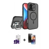 MARSİLYAN™- iPhone 16 Kılıf Akış Form - Siyah 3D Antistatik Mat Seramik Nano Ekran Koruyucu + Bilvis Titan Kamera Lens - SH