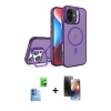 MARSİLYAN™- iPhone 16 Kılıf Akış Form - Siyah 3D Antistatik Mat Seramik Nano Ekran Koruyucu + Raze Metal Kamera Lens - LT