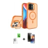 MARSİLYAN™- iPhone 16 Kılıf Akış Form - Siyah 3D Antistatik Mat Seramik Nano Ekran Koruyucu + Raze Metal Kamera Lens - BZ