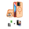 MARSİLYAN™- iPhone 16 Kılıf Akış Form - Siyah 3D Antistatik Mat Seramik Nano Ekran Koruyucu + Raze Metal Kamera Lens - SH