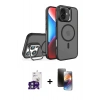 MARSİLYAN™- iPhone 16 Kılıf Akış Form - Siyah 3D Antistatik Mat Seramik Nano Ekran Koruyucu + Yeşil Bilvis Titan Kamera Lens