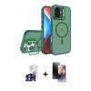 MARSİLYAN™- iPhone 16 Kılıf Akış Form - Siyah 3D Antistatik Mat Seramik Nano Ekran Koruyucu + Yeşil Bilvis Titan Kamera Lens