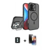 MARSİLYAN™- iPhone 16 Kılıf Akış Form - Siyah 3D Antistatik Mat Seramik Nano Ekran Koruyucu + PVD Metal Kamera Lens - YL
