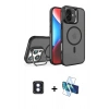 MARSİLYAN™- iPhone 16 Kılıf Akış Form - Siyah 3D Antistatik Seramik Nano Ekran Koruyucu + PVD Metal Kamera Lens - MI