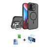 MARSİLYAN™- iPhone 16 Kılıf Akış Form - Siyah 3D Antistatik Seramik Nano Ekran Koruyucu + Raze Metal Kamera Lens - LT