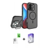 MARSİLYAN™- iPhone 16 Kılıf Akış Form - Siyah Bilvis 5in1 3D Magic Cam Ekran Koruyucu + Raze Metal Kamera Lens - BZ