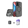 MARSİLYAN™- iPhone 16 Kılıf Akış Form - Siyah Bilvis 5in1 3D Magic Cam Ekran Koruyucu + PVD Metal Kamera Lens - MI